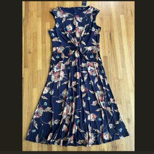 Ralph Lauren ( Lauren ) navy floral jersey dress 14
